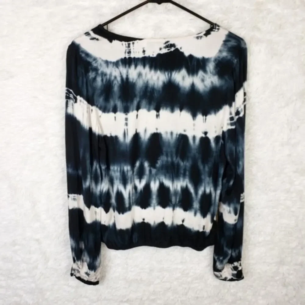 Young Fabulous & Broke Jayden Tie Dye Surplice Wrap Open Front Top Black Ghost